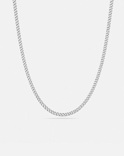 Men’s Silver-Tone Stainless Steel Cuban Chain Necklace, 3 mm