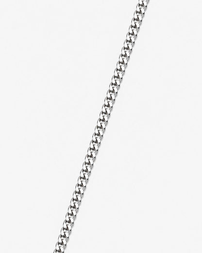 Men’s Silver-Tone Stainless Steel Cuban Chain Necklace, 3 mm