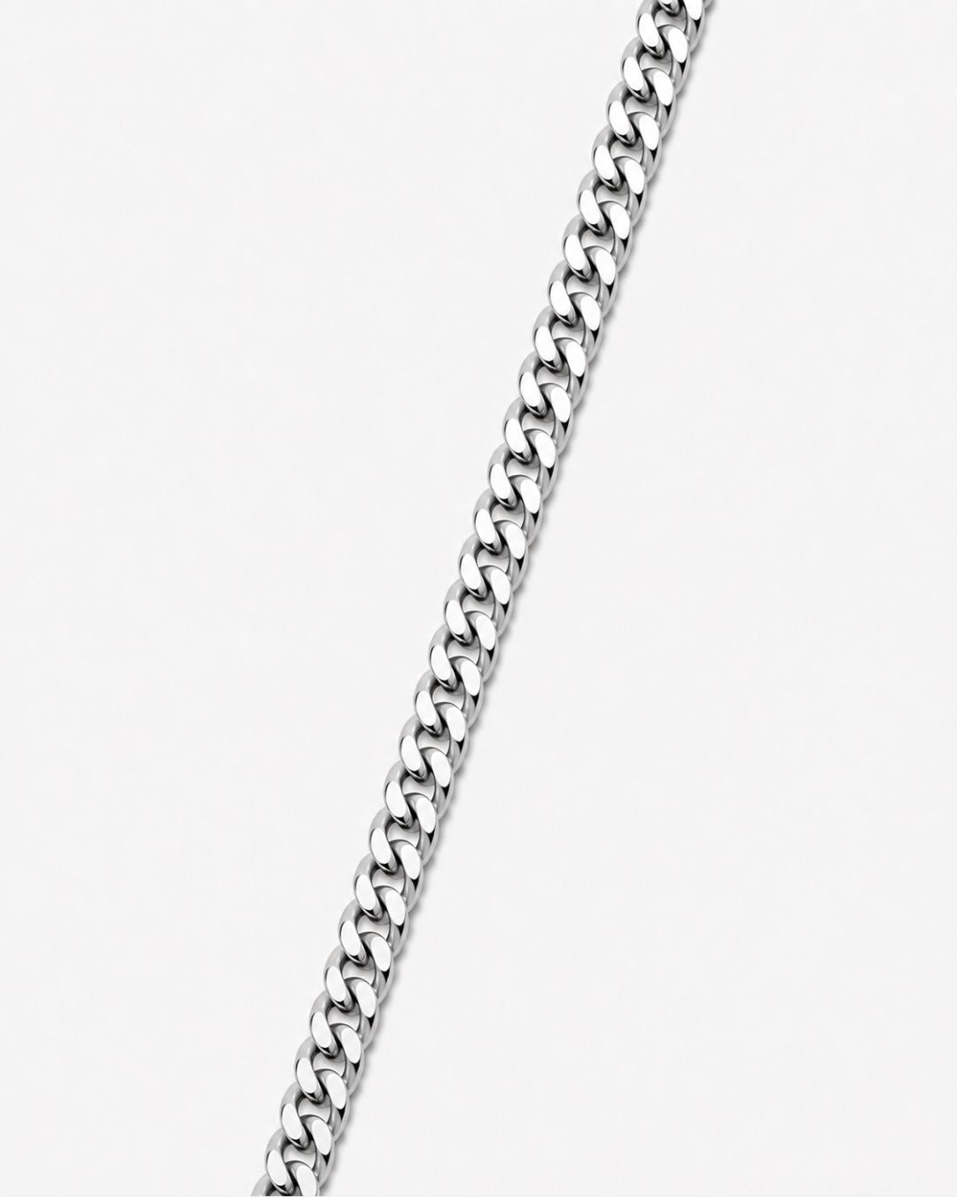 Men’s Silver-Tone Stainless Steel Cuban Chain Necklace, 5 mm