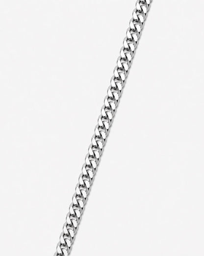 Men’s Silver-Tone Stainless Steel Cuban Chain Necklace, 5 mm