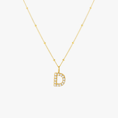 Mother-of-Pearl Initial Necklace, A–Z