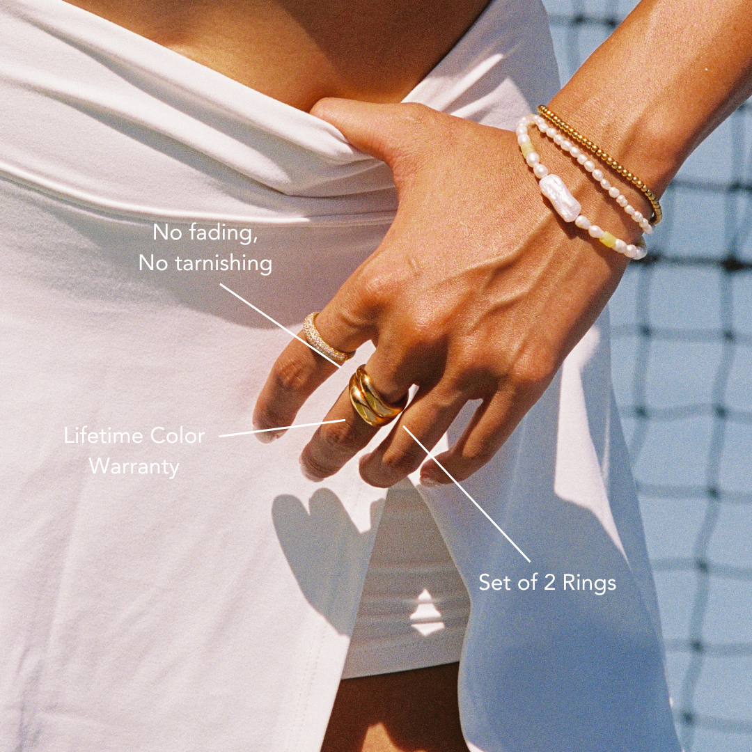 Two Sculpted Wave Rings Set — Double Trouble
