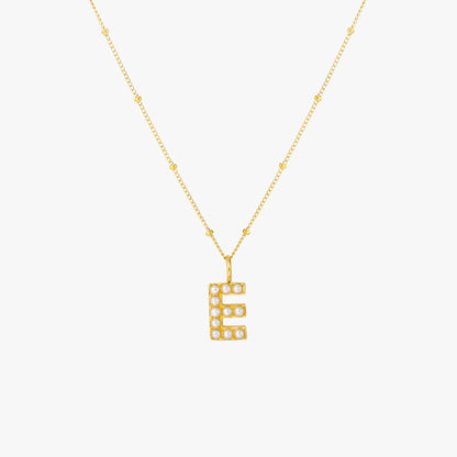 Mother-of-Pearl Initial Necklace, A–Z