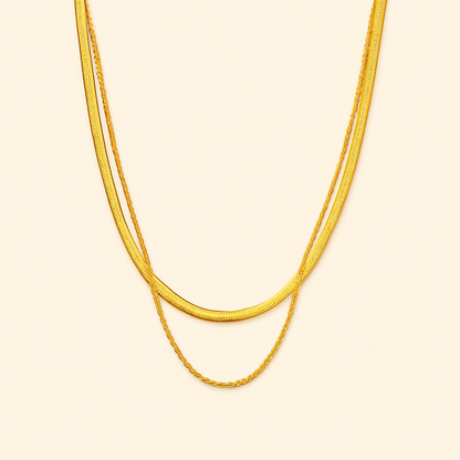 Flat Chain Layered Necklace — Hailey