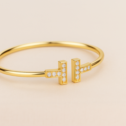 T-Shaped Zirconia Detail Cuff — Tess