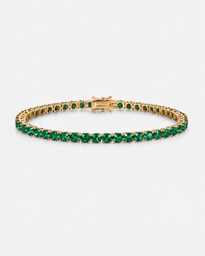 Green Tennis Bracelet, 4 mm, 14K Gold-Plated — Reserva