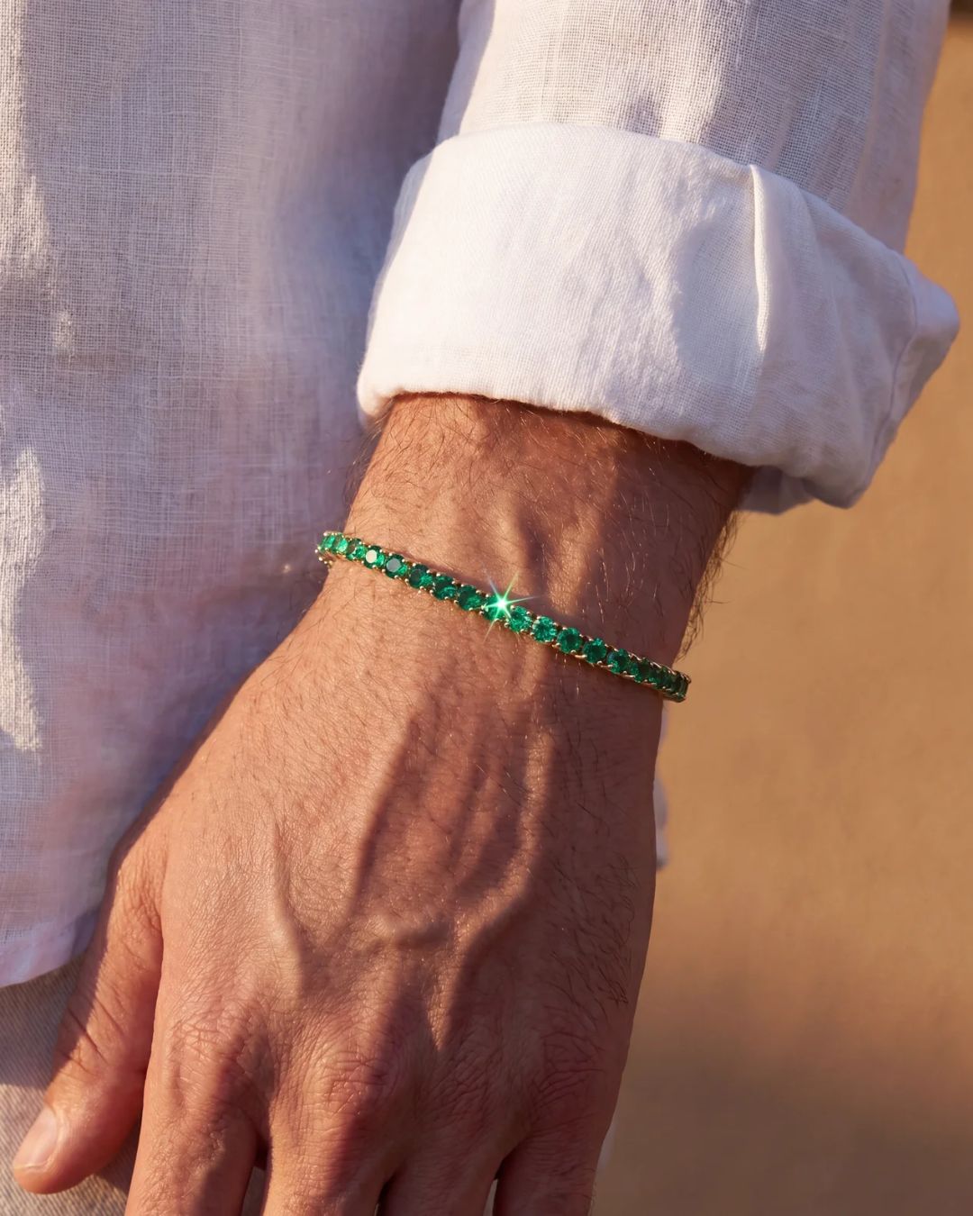 Green Tennis Bracelet, 4 mm, 14K Gold-Plated — Reserva