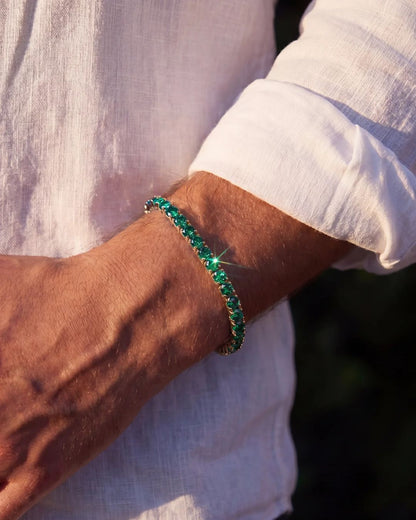 Green Zircon Tennis Bracelet, 4 mm, 14K Gold-Plated