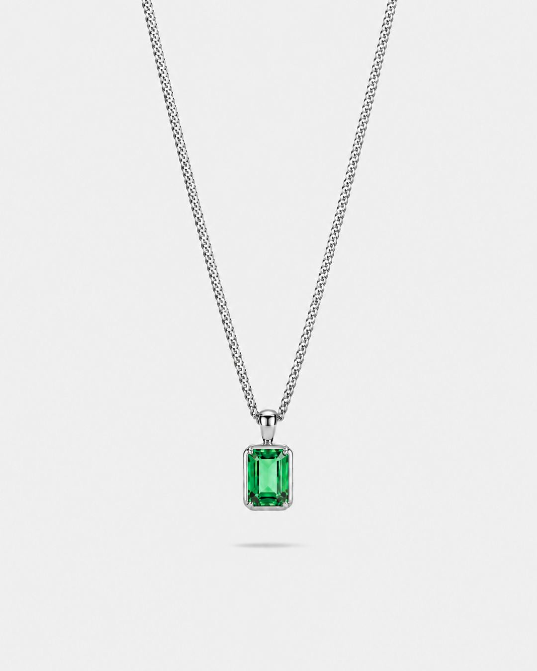 Men’s 2 Carat Lab-Grown Emerald Pendant Necklace, 925 Silver