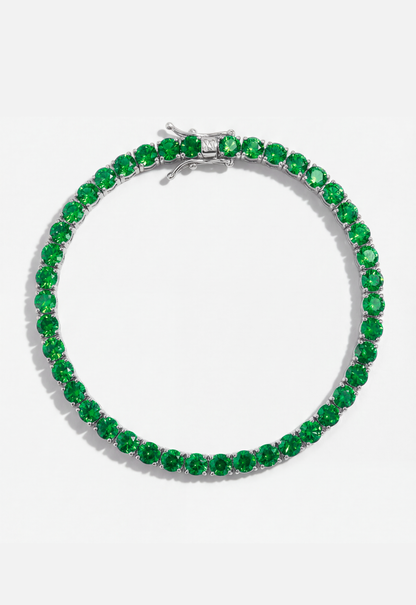 Green Zircon Tennis Bracelet, 4 mm, Silver-Plated — Reserva