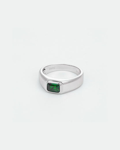 Men’s 1 Carat Lab-Grown Emerald Signet Ring in 925 Sterling Silver