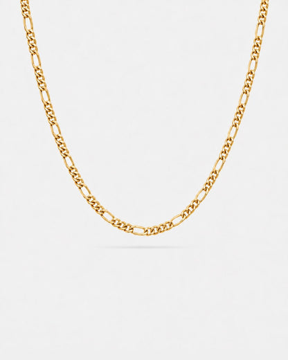 Men’s 18K Gold-Plated Figaro Chain Necklace, 3 mm
