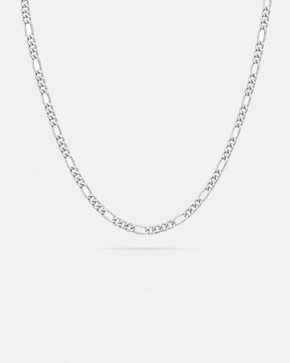 Men’s Silver-Tone Stainless Steel Figaro Chain Necklace, 3 mm