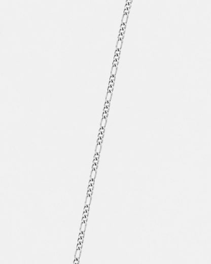 Men’s Silver-Tone Stainless Steel Figaro Chain Bracelet, 3 mm