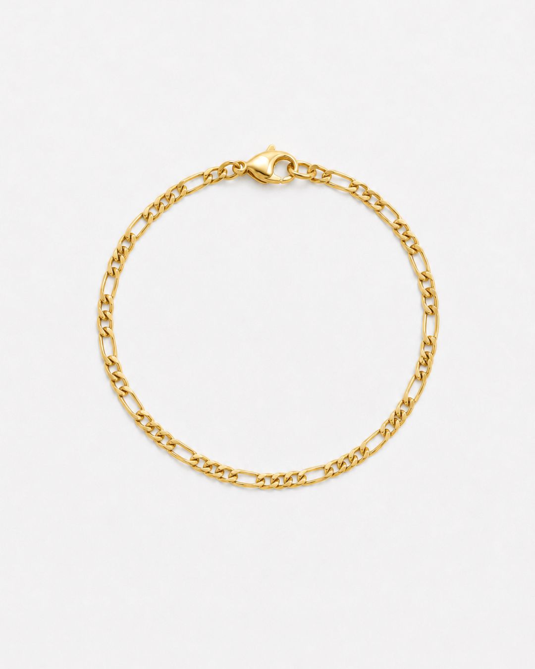 Men’s 18K Gold-Plated Figaro Chain Bracelet, 3 mm