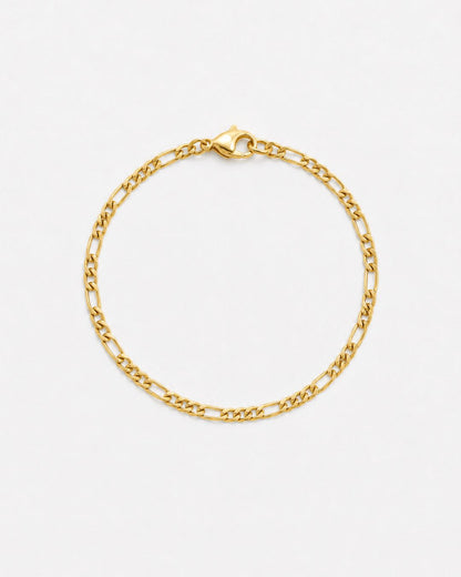 Men’s 18K Gold-Plated Figaro Chain Bracelet, 3 mm