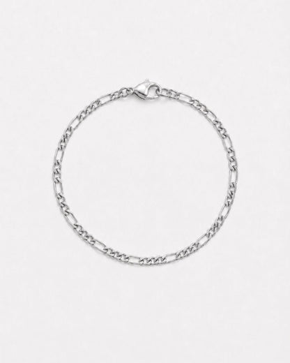 Men’s Silver-Tone Stainless Steel Figaro Chain Bracelet, 3 mm