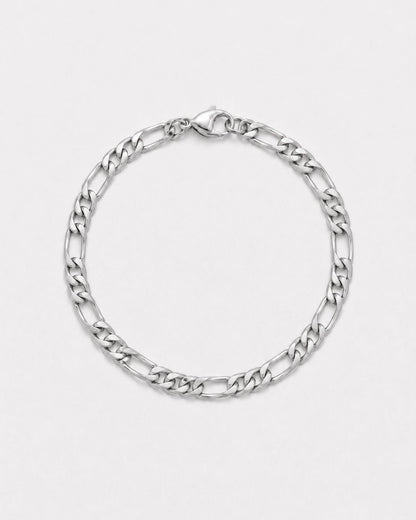 Men’s Silver-Tone Stainless Steel Figaro Chain Bracelet, 6 mm