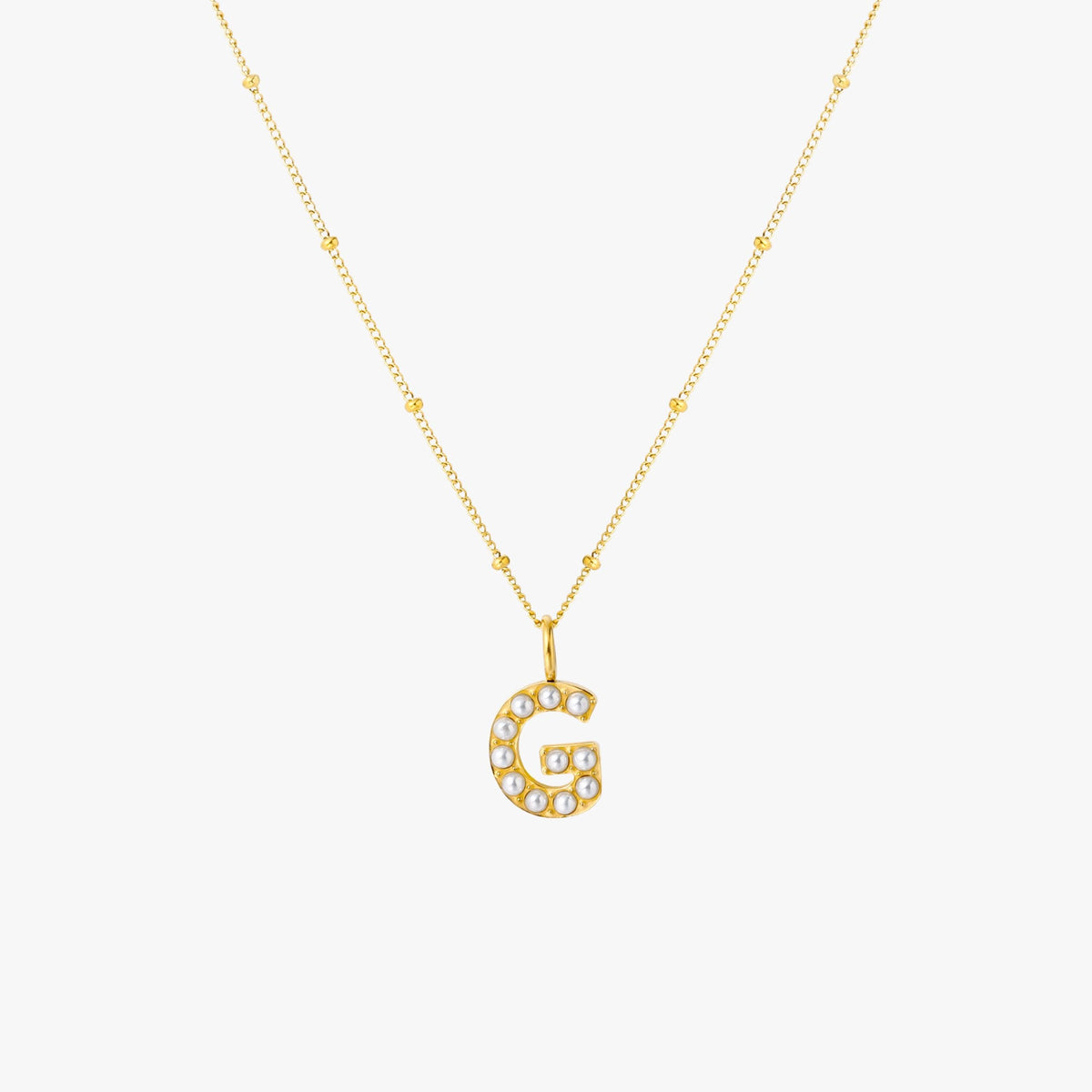 Mother-of-Pearl Initial Necklace, A–Z