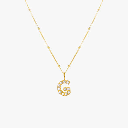 Mother-of-Pearl Initial Necklace, A–Z