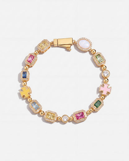 Men’s Multicolor Geometric Bracelet, 18K Gold-Plated Steel