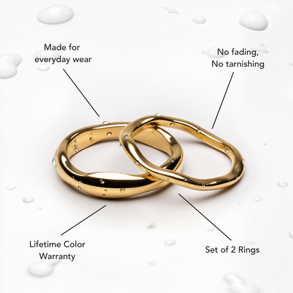 Two Sculpted Stacking Rings Set — Gemini