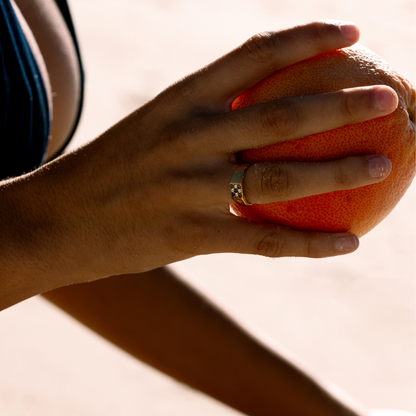 Green and White Zircon Signet Ring — Tulum