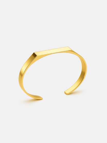 Faceted Open Cuff Bracelet, 5 mm, 14K Gold-Plated Steel