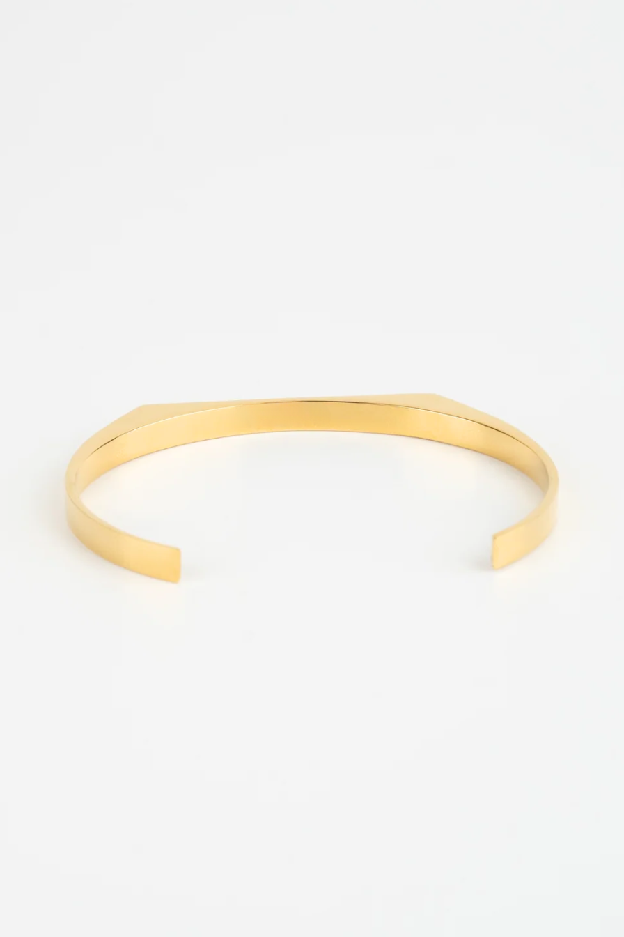 Faceted Open Cuff Bracelet, 5 mm, 14K Gold-Plated Steel