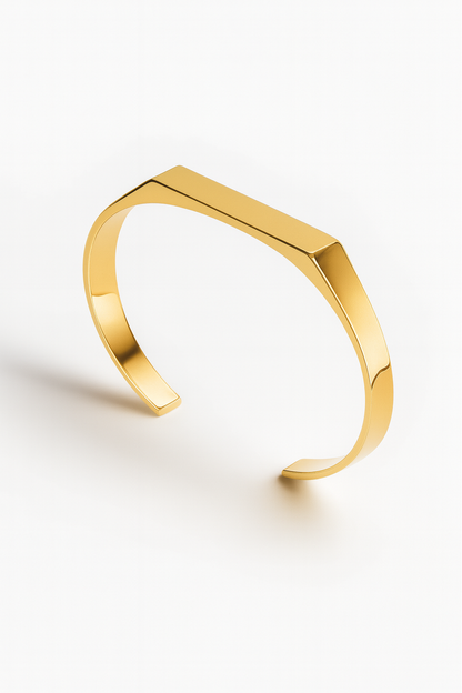 Faceted Open Cuff Bracelet, 5 mm, 14K Gold-Plated Steel