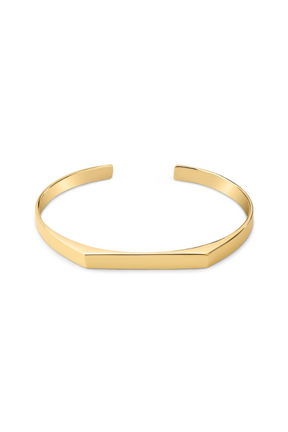 Faceted Open Cuff Bracelet, 5 mm, 14K Gold-Plated Steel