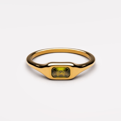 Green Rectangular Zircon Ring — Laguna