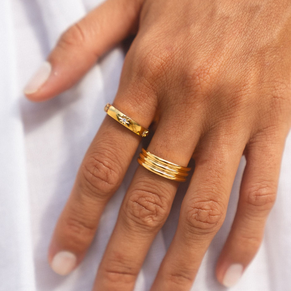 Starburst Zircon Band Ring, 3.4 mm