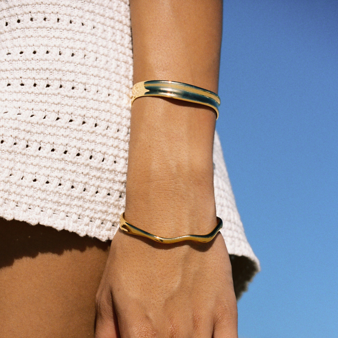 Sculpted Polished Open Cuff Bracelet — Sol