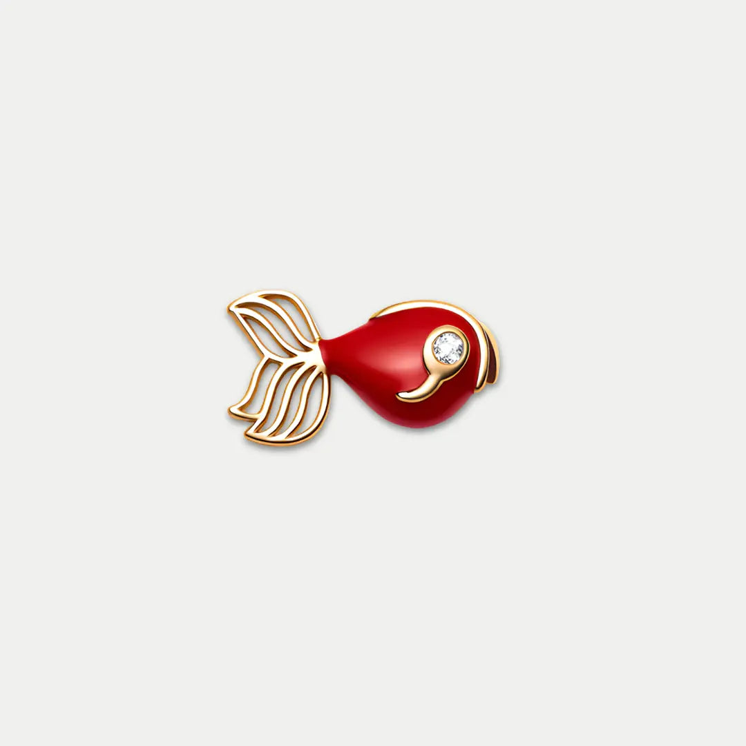 Red Fish Charm with Gold-Tone Tail