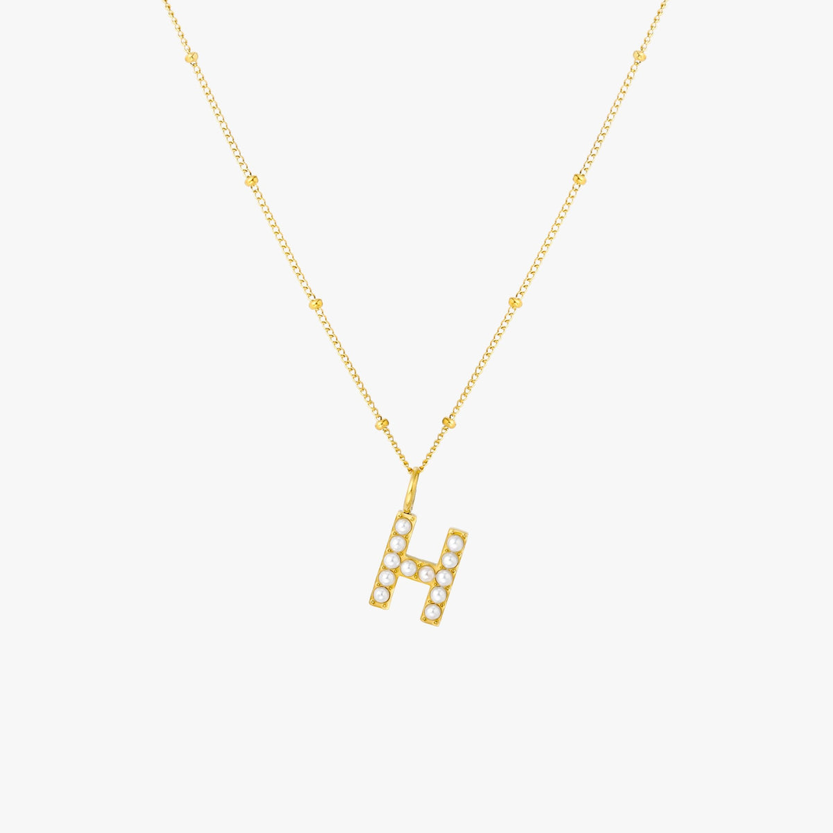 Mother-of-Pearl Initial Necklace, A–Z