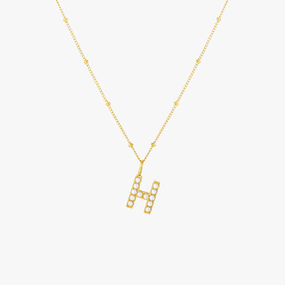 Mother-of-Pearl Initial Necklace, A–Z