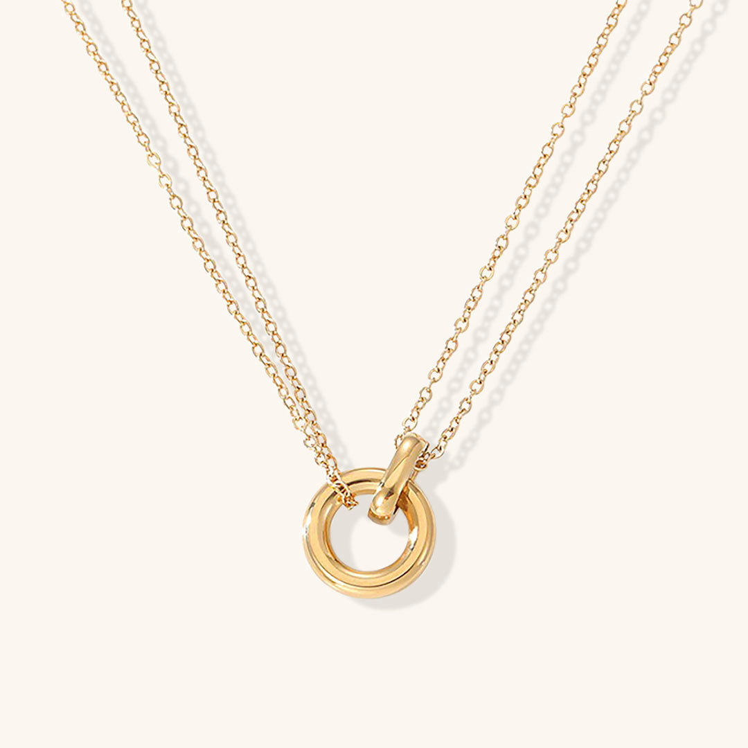 Double Chain Ring Pendant Necklace — Harper