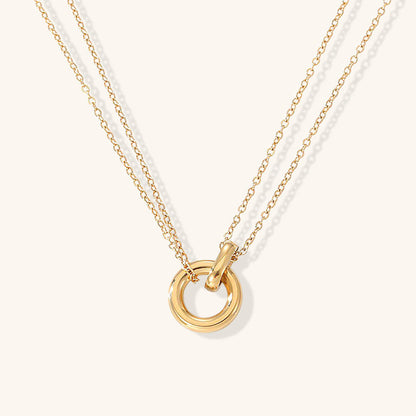 Double Chain Ring Pendant Necklace — Harper
