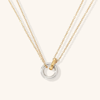 Double Chain Ring Pendant Necklace — Harper