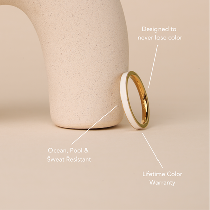 White Enamel Band Ring, 2.7 mm — Halo
