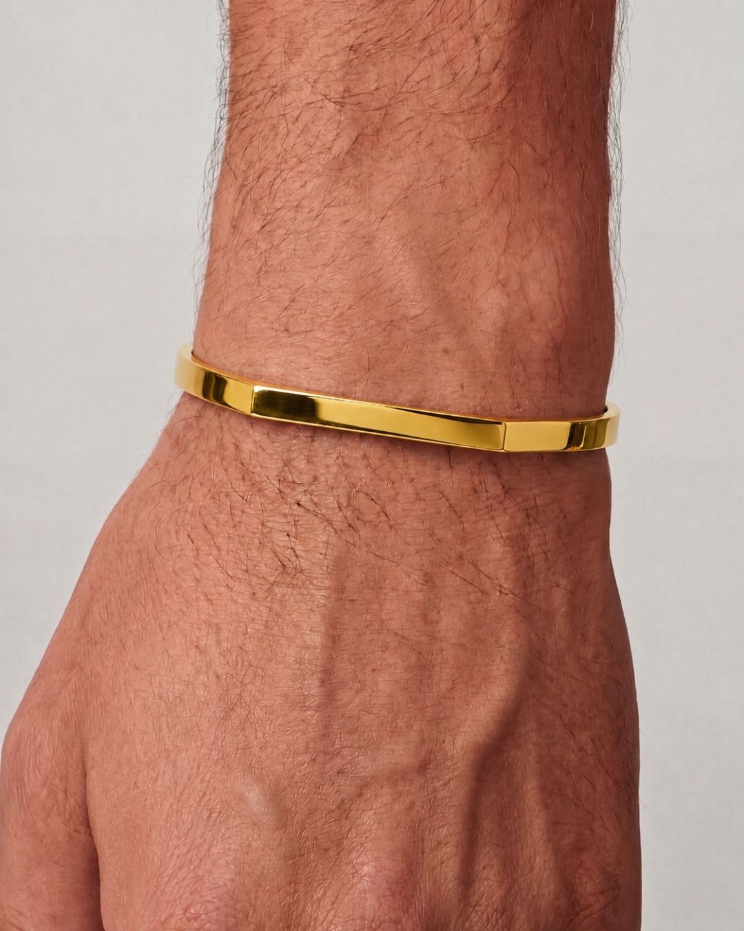 Faceted Open Cuff Bracelet, 5 mm, 14K Gold-Plated Steel