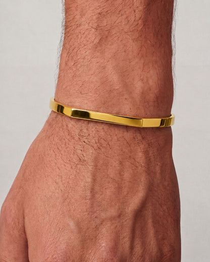 Faceted Open Cuff Bracelet, 5 mm, 14K Gold-Plated Steel