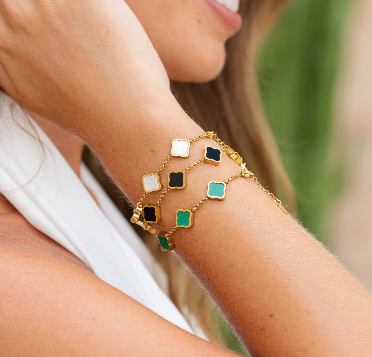 Five Quatrefoil Chain Bracelet — Golden Clover