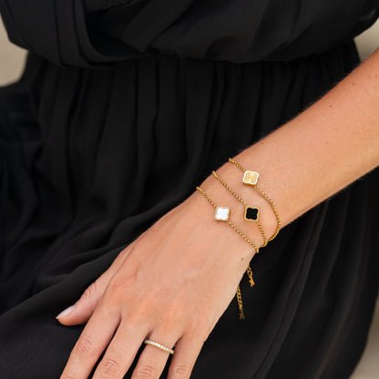 Black Quatrefoil Charm Bracelet