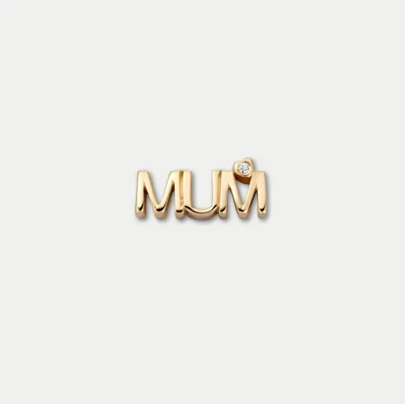 Mum Letter Charm in Gold Tone