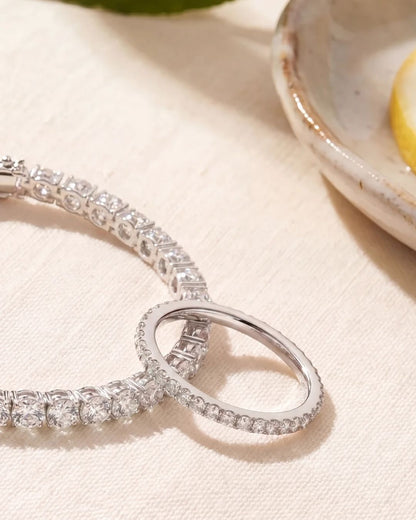 Clear Zirconia Tennis Bracelet, 4 mm, Silver-Plated Steel