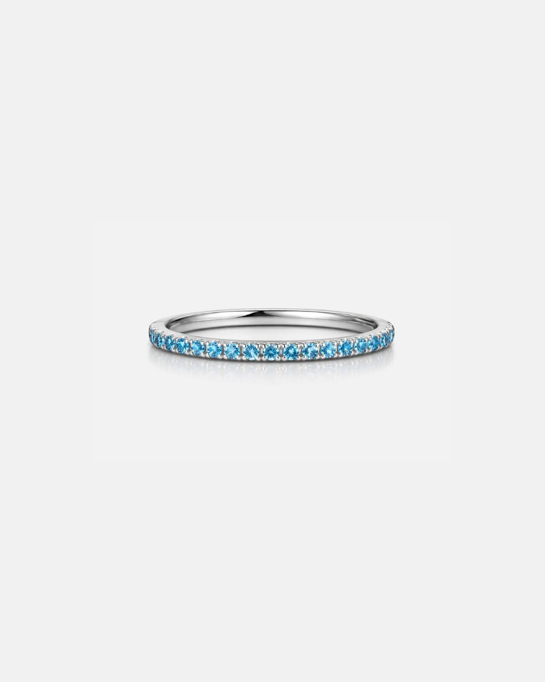 Turquoise-Blue Zircon Stone Band Ring, Stainless Steel — Mar Rosa