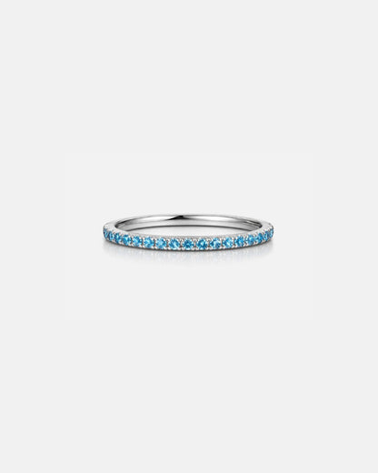 Turquoise-Blue Zircon Stone Band Ring, Stainless Steel — Mar Rosa