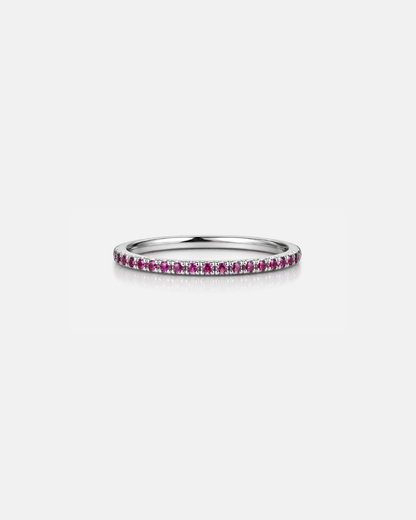 Deep Rose Zircon Stone Band Ring, Stainless Steel — Mar Rosa